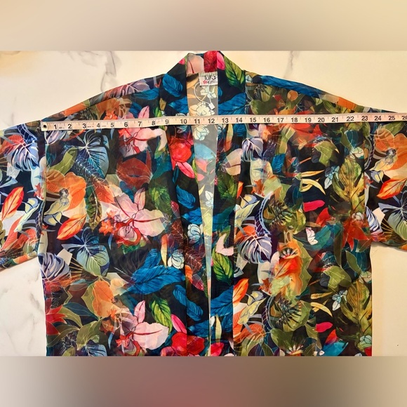 Colorful Floral Kimono - Tropical Beach Coverup - Picture 10 of 11
